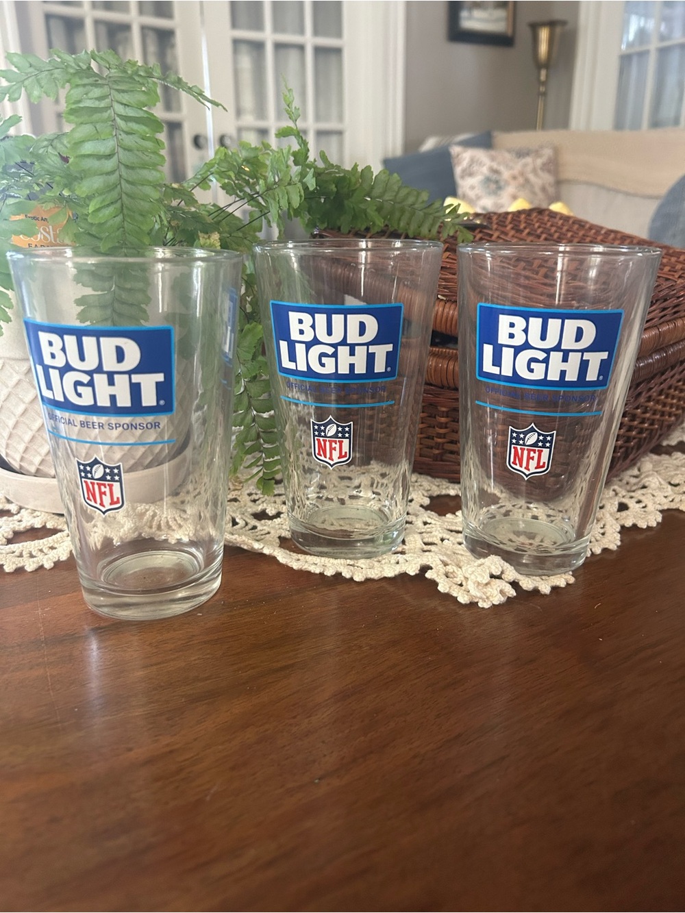 NFL Logo Clear Glass Pint - Blue Logo BUD LIGHT